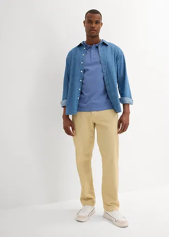 Poloshirt van biologisch katoen (set van 2), Kleur: donkerblauw+jeansblauw