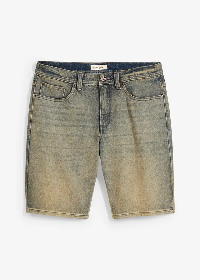Bermude de blugi stretch cu efect Dirty Washed, Regular Fit