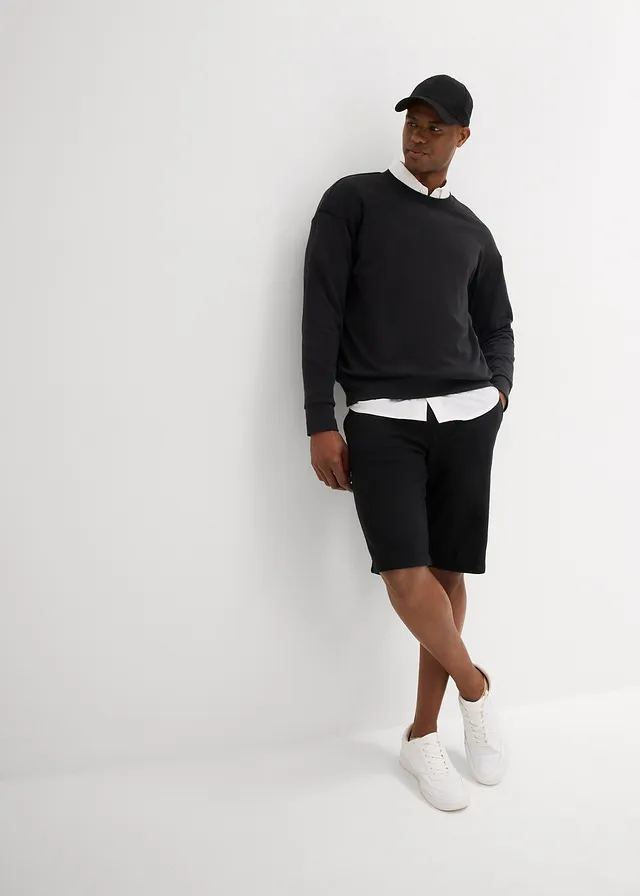 Lot de 2 bermudas sweat, Couleur: gris chiné+noir