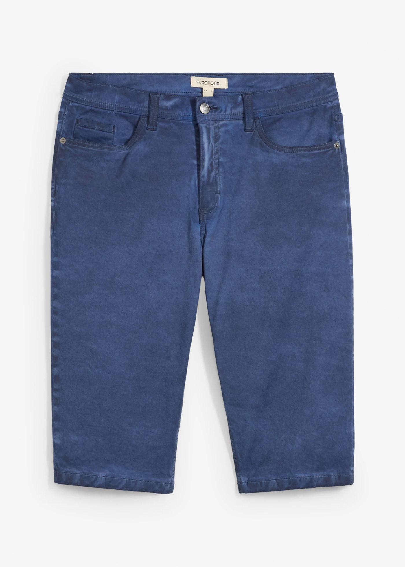 Strečové dlouhé bermudy se sepraným vzhledem, Regular Fit • indigo • bonprix obchod