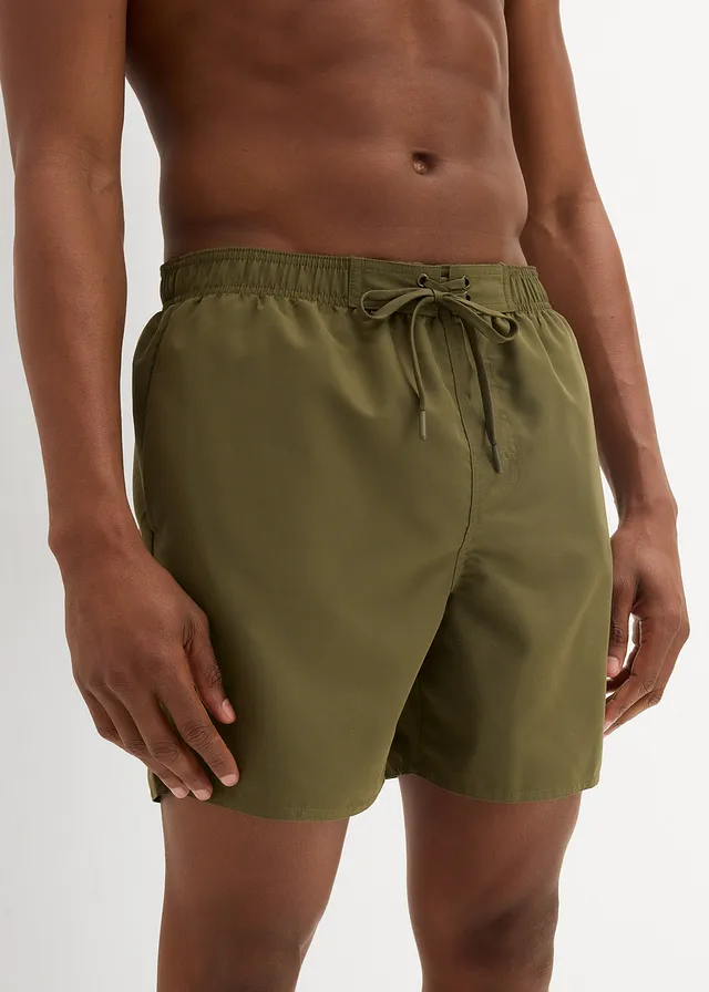 Zwemshort met zijzakken, Kleur: donkerolijfgroen