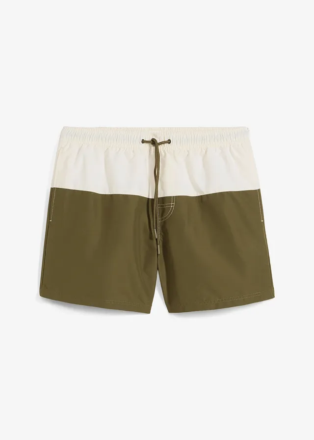 Heren zwemshort • beige-donkerolijfgroen • bonprix online shop
