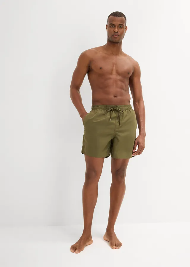 Zwemshort met zijzakken, Kleur: donkerolijfgroen