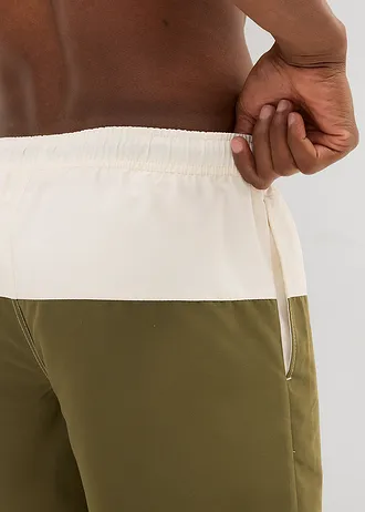 Heren zwemshort • beige-donkerolijfgroen • bonprix online shop