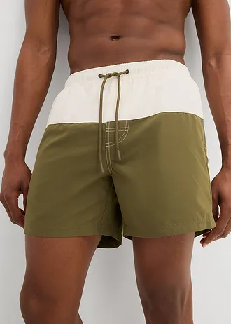 Heren zwemshort • beige-donkerolijfgroen • bonprix online shop