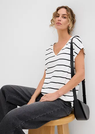 T-shirt rayé • écru/noir rayé • Boutique bonprix