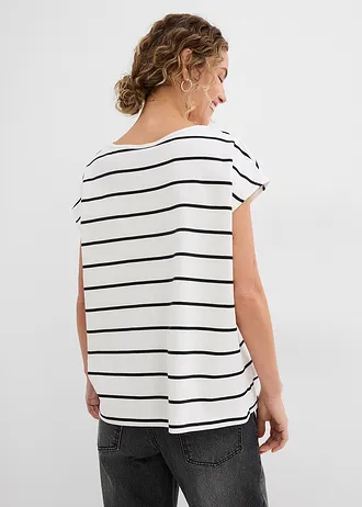 T-shirt w paski • biel wełny - czarny w paski • sklep bonprix