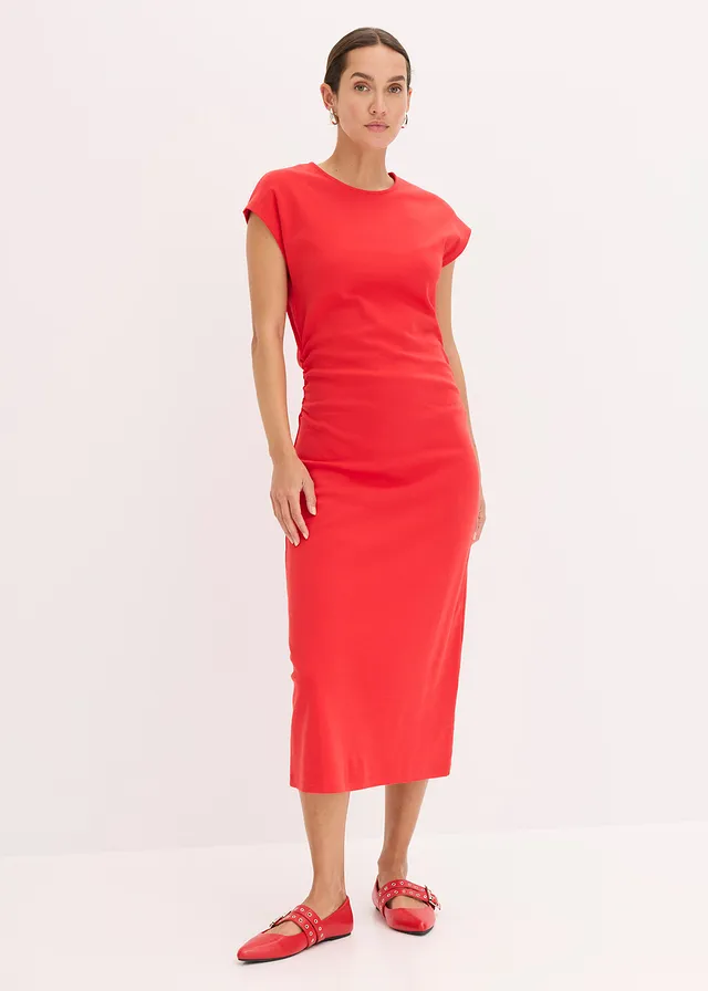 Robe midi à taille froncée • fraise • product-page.page-title-suffix