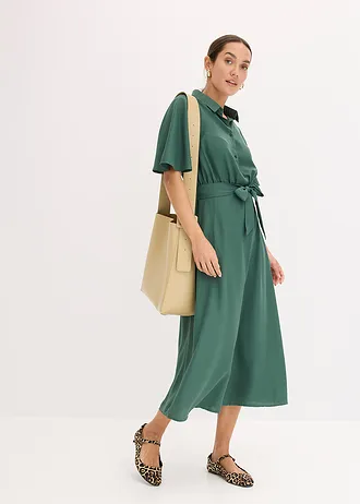 Robe-chemise avec ceinture à nouer • vert feuille • Boutique bonprix