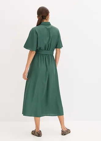 Robe-chemise avec ceinture à nouer • vert feuille • Boutique bonprix
