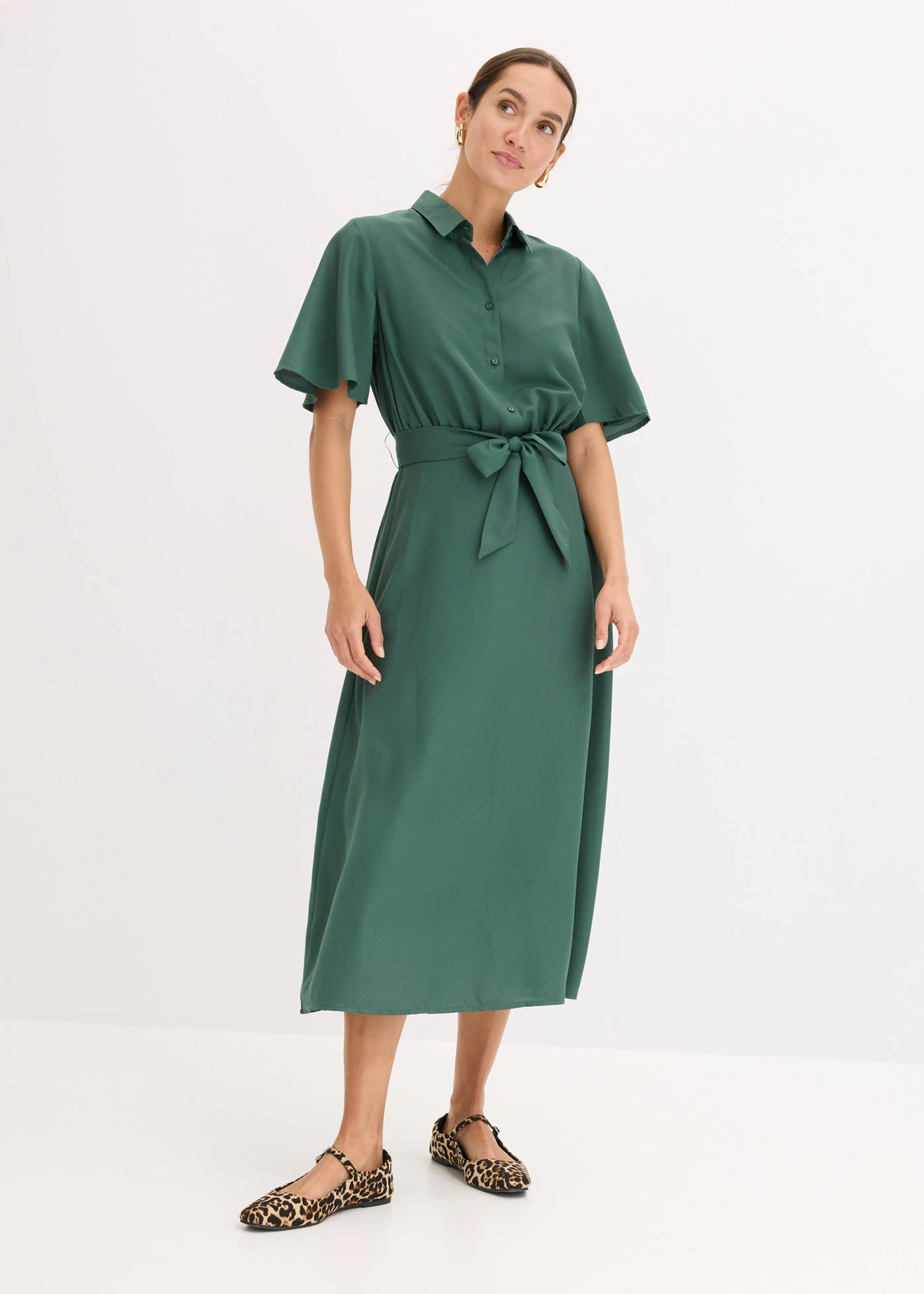 Rochie tip bluză cu cordon • verde-umbră • magazin bonprix