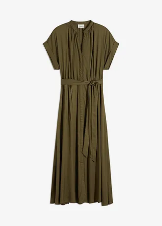 Robe-chemise en viscose fluide, Couleur: olive foncé