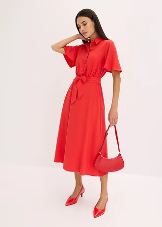 Robe-chemise avec ceinture à nouer • fraise • Boutique bonprix