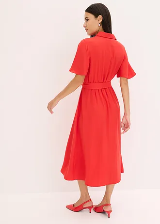 Blousejurk met strikceintuur • aardbeirood • bonprix online shop