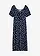 Robe midi en viscose extensible, Couleur: bleu foncé pois blanc