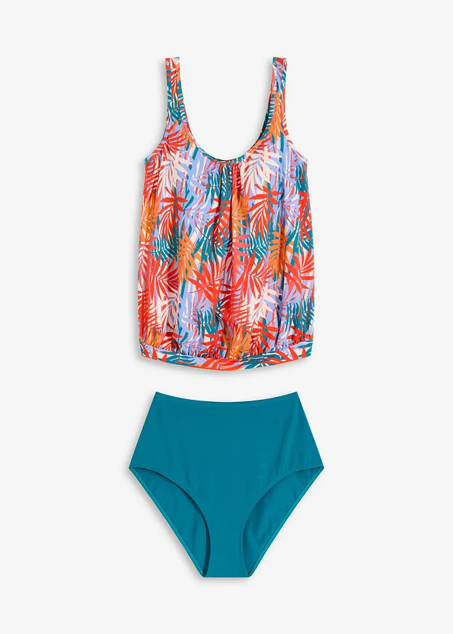 Tankini oversize (ens. 2 pces), Couleur: pétrole/multicolore imprimé