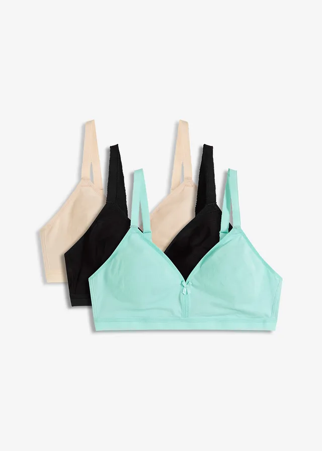 Sutien fără armătură cu bumbac organic (set/3 buc.)