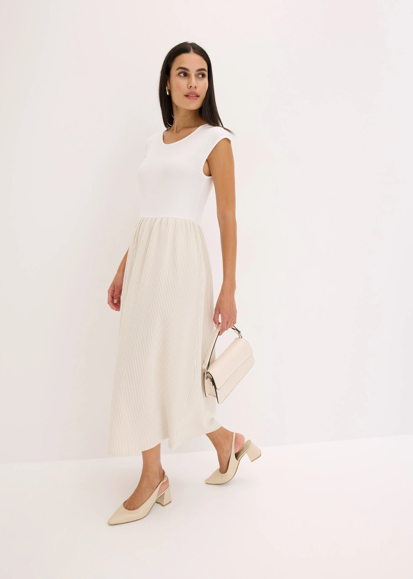 Midi jurk • wit-sand gestreept • bonprix online shop