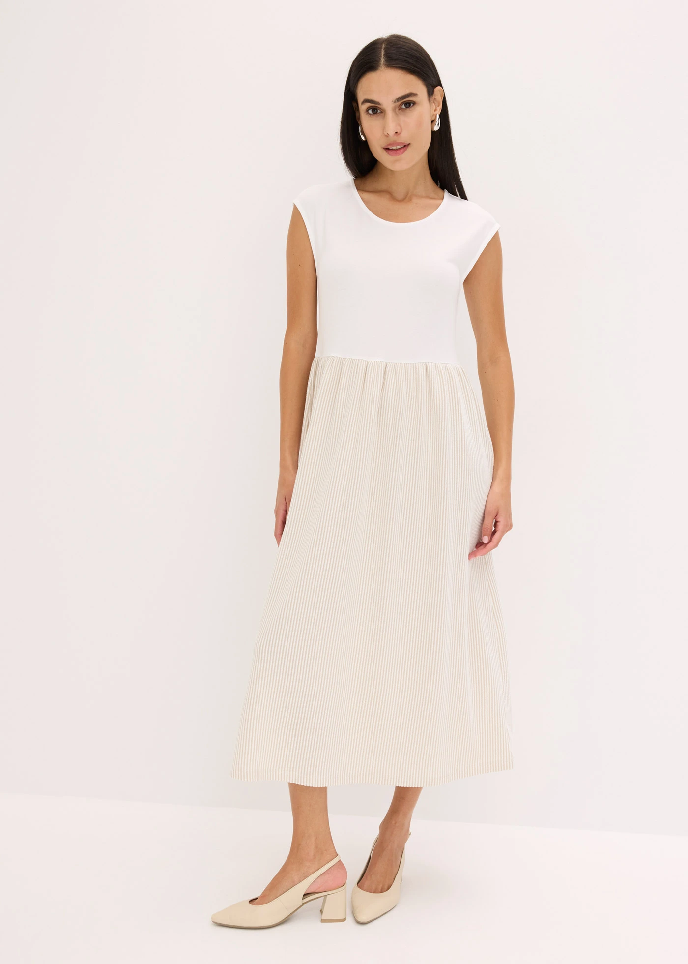 Midi jurk • wit-sand gestreept • bonprix online shop