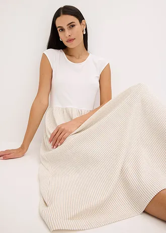 Midi jurk • wit-sand gestreept • bonprix online shop