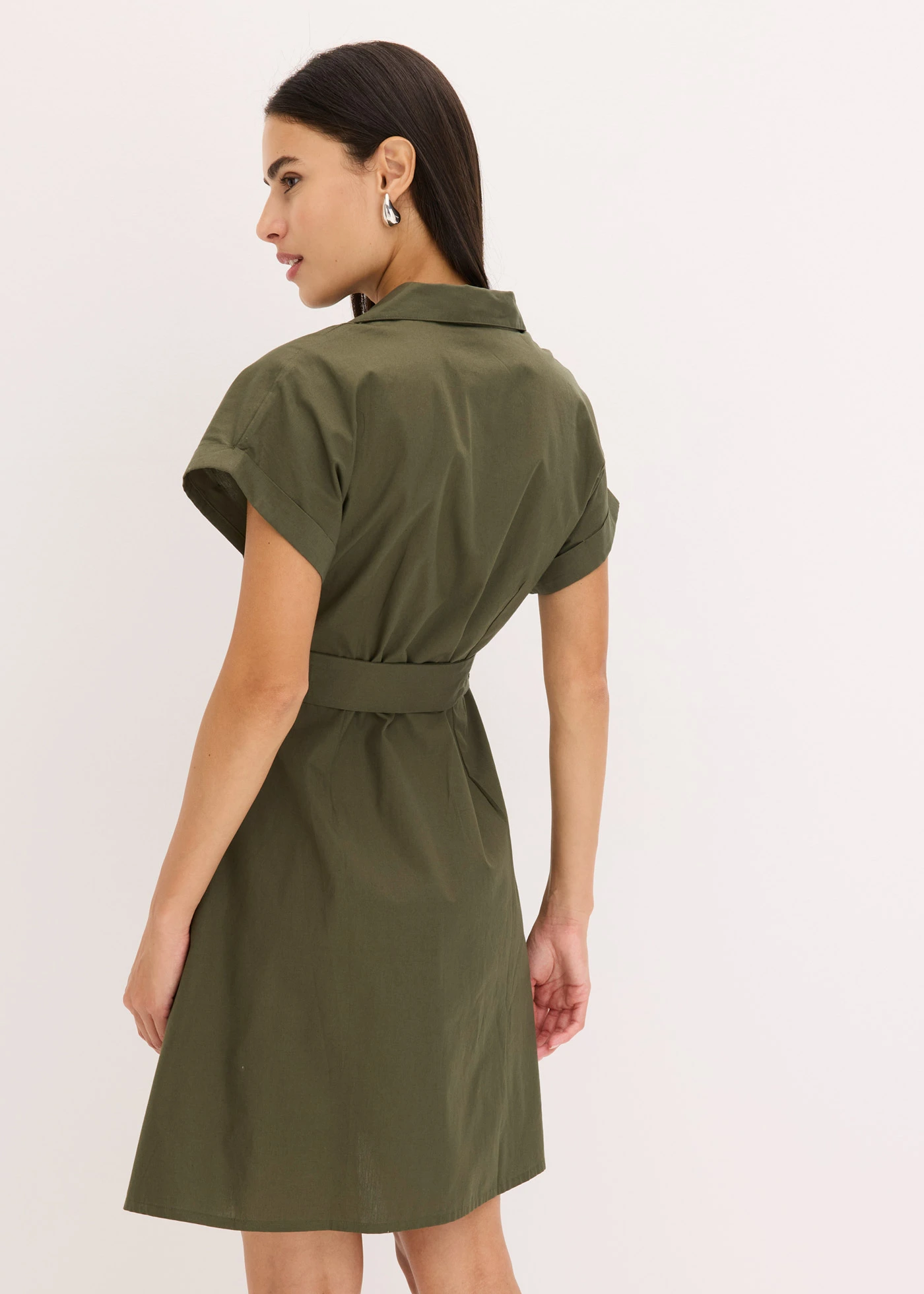 Rochie-bluză din bumbac 100% • oliv închis • magazin bonprix