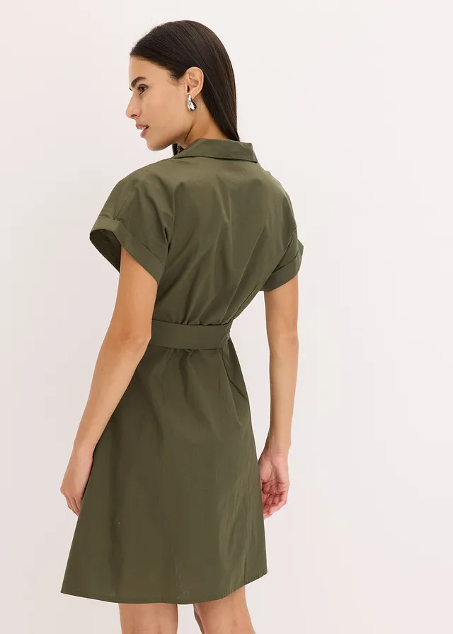 Robe-chemise 100% coton • olive foncé • product-page.page-title-suffix