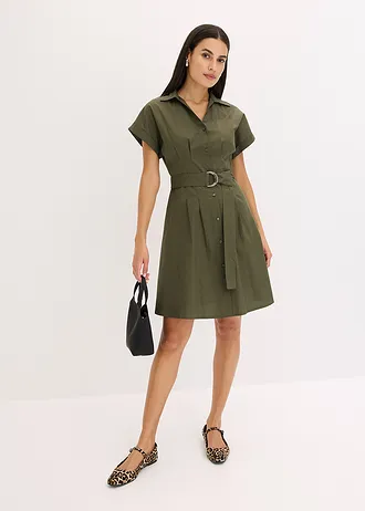 Rochie-bluză din bumbac 100% • oliv închis • magazin bonprix