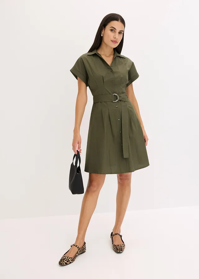 Robe-chemise 100% coton • olive foncé • product-page.page-title-suffix