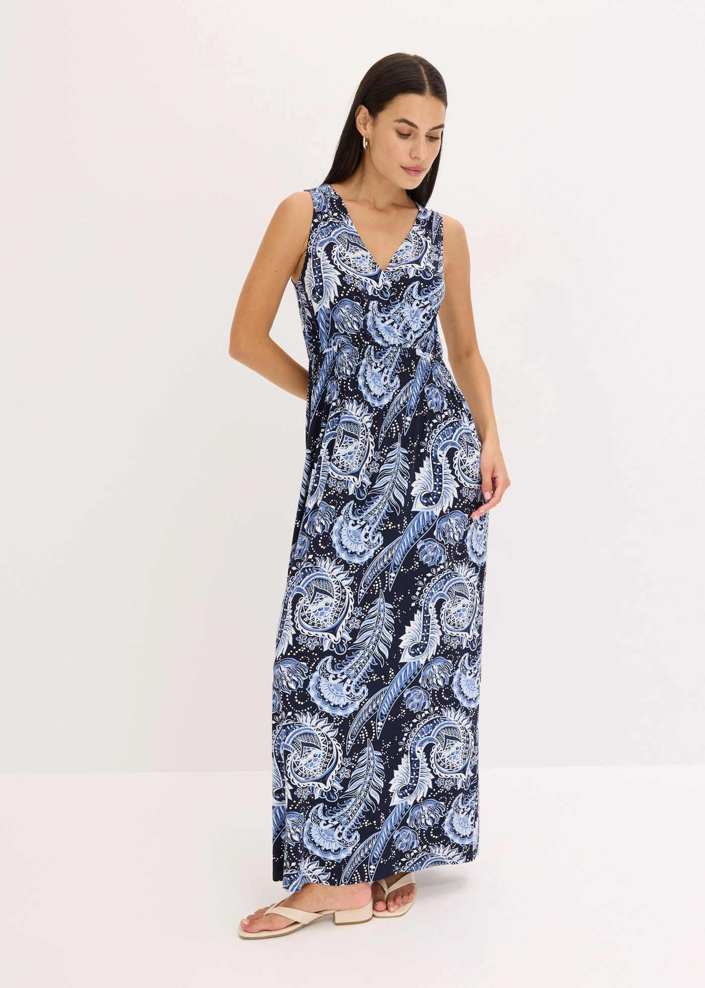 Rochie maxi din amestec moale cu viscoză • bleumarin/bleu • magazin bonprix