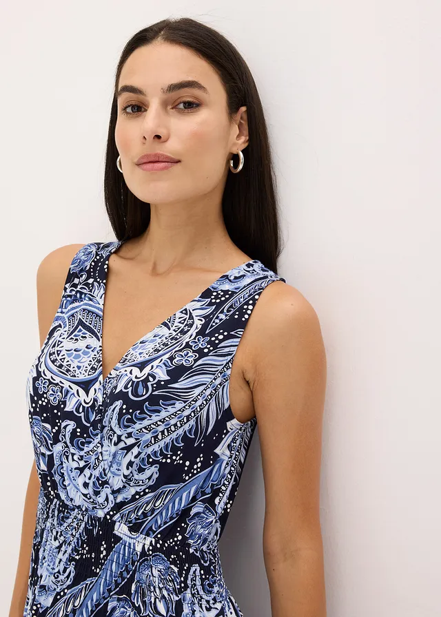 Maxi jurk van een zachte viscosemix • donkerblauw/lichtblauw • product-page.page-title-suffix