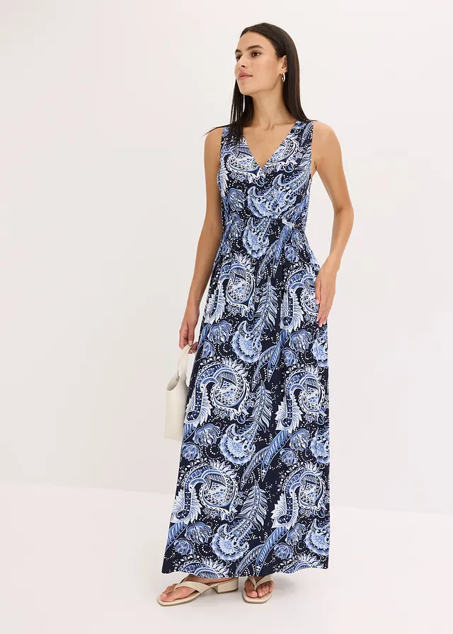 Maxi jurk van een zachte viscosemix • donkerblauw/lichtblauw • product-page.page-title-suffix