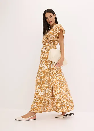 Dlouhé šaty z viskózové směsi s potiskem • přírodní bílo-světle hnědá s květy • bonprix obchod