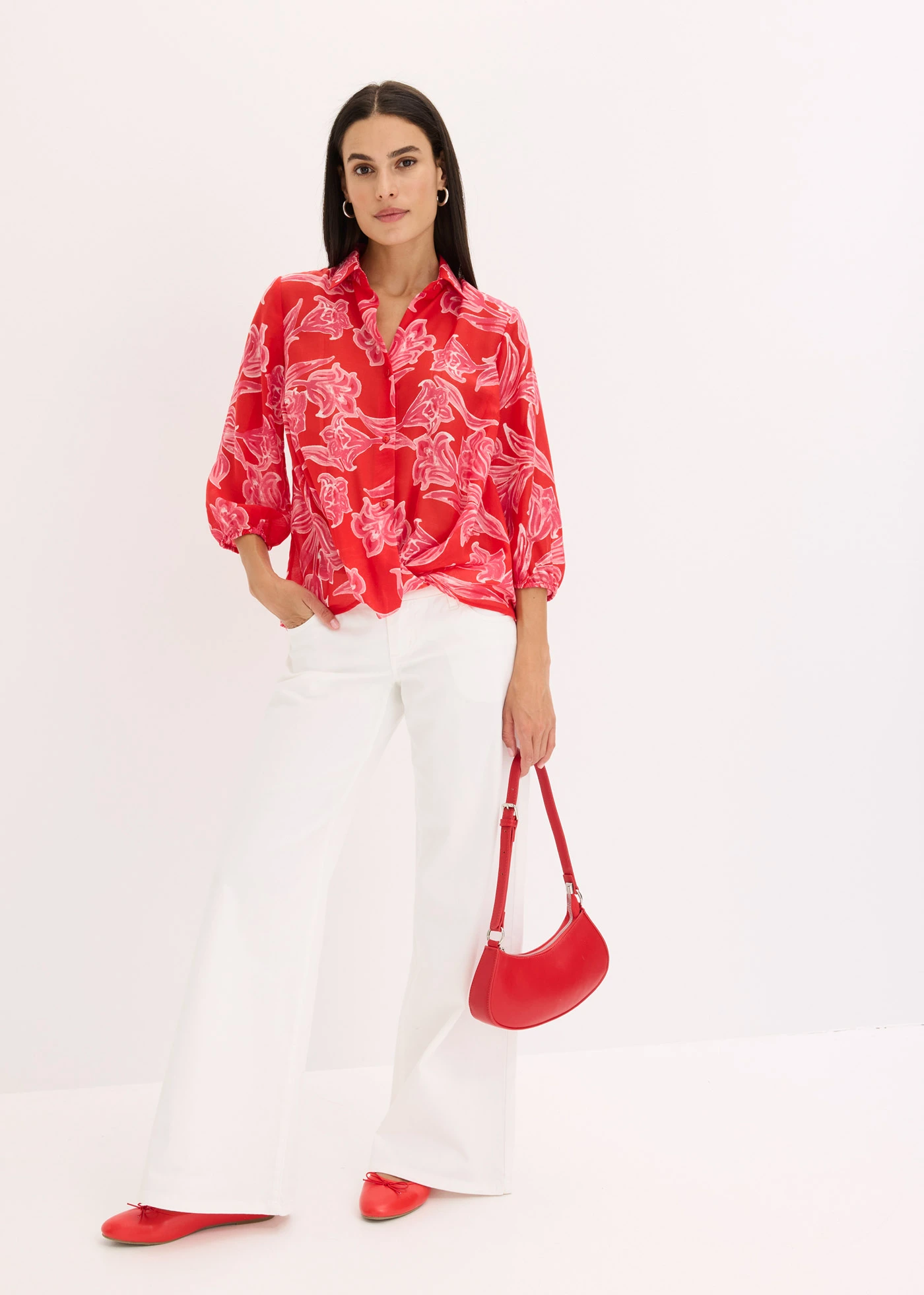 Halenka s potiskem • pink s květinovým vzorem • bonprix obchod