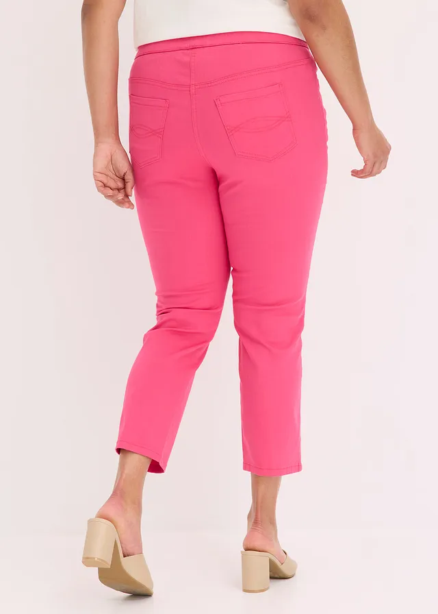 Pantalon 7/8 à taille élastiquée, Couleur: rose vif
