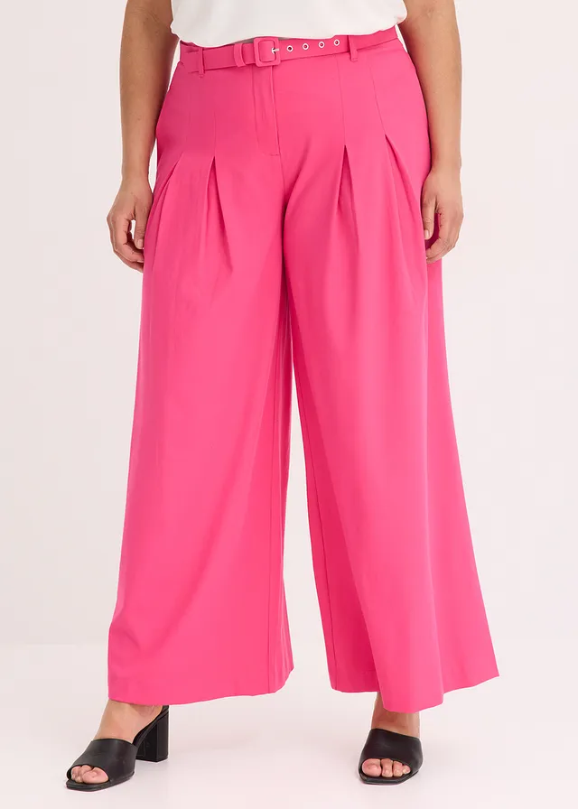 Pantalon à pinces avec ceinture (ens. 2 pces), Couleur: fuchsia
