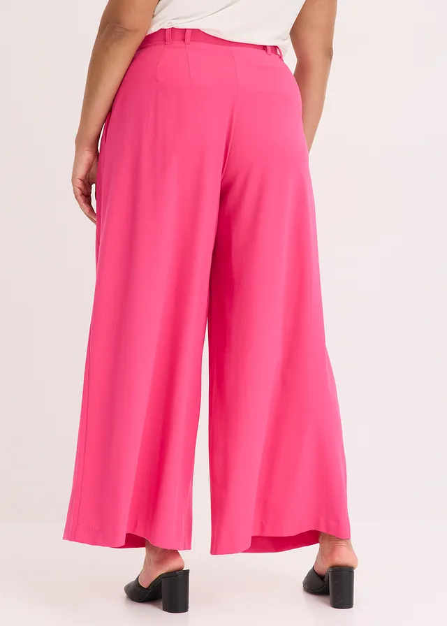 Pantalon à pinces avec ceinture (ens. 2 pces), Couleur: fuchsia