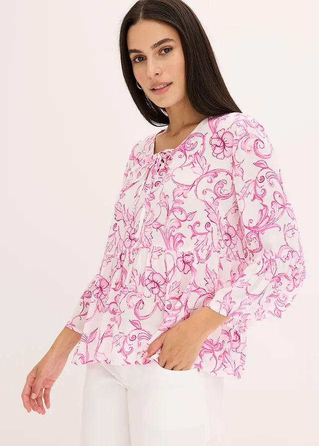 Tuniekblouse van soepele viscose • wit-pink • product-page.page-title-suffix