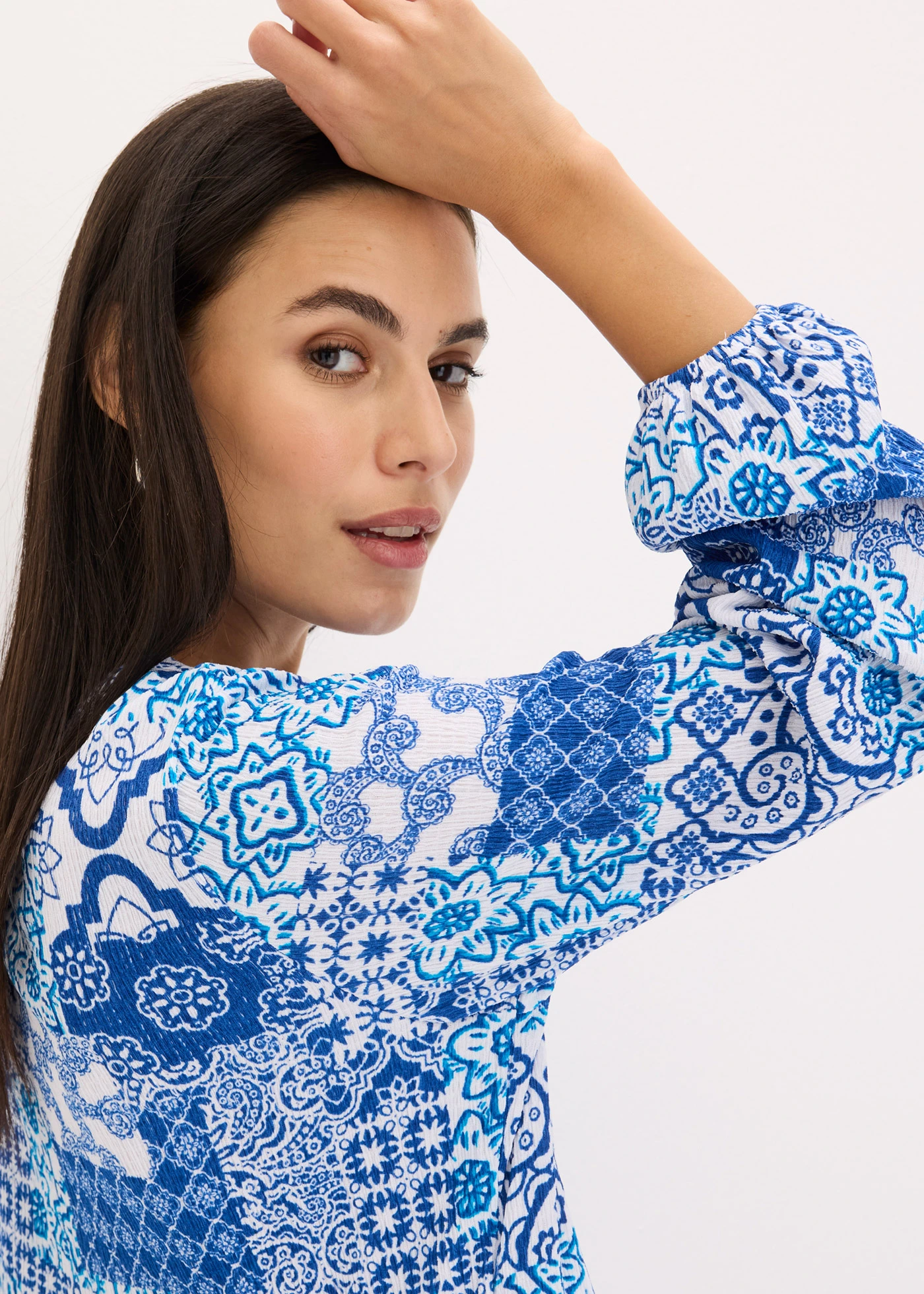 Gedesssineerde tuniekjurk • blauw-wit gedessineerd • bonprix online shop