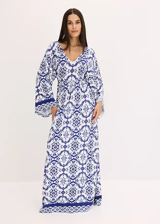 Maxi jurk van een zachte viscosemix • wit-blauw • bonprix online shop
