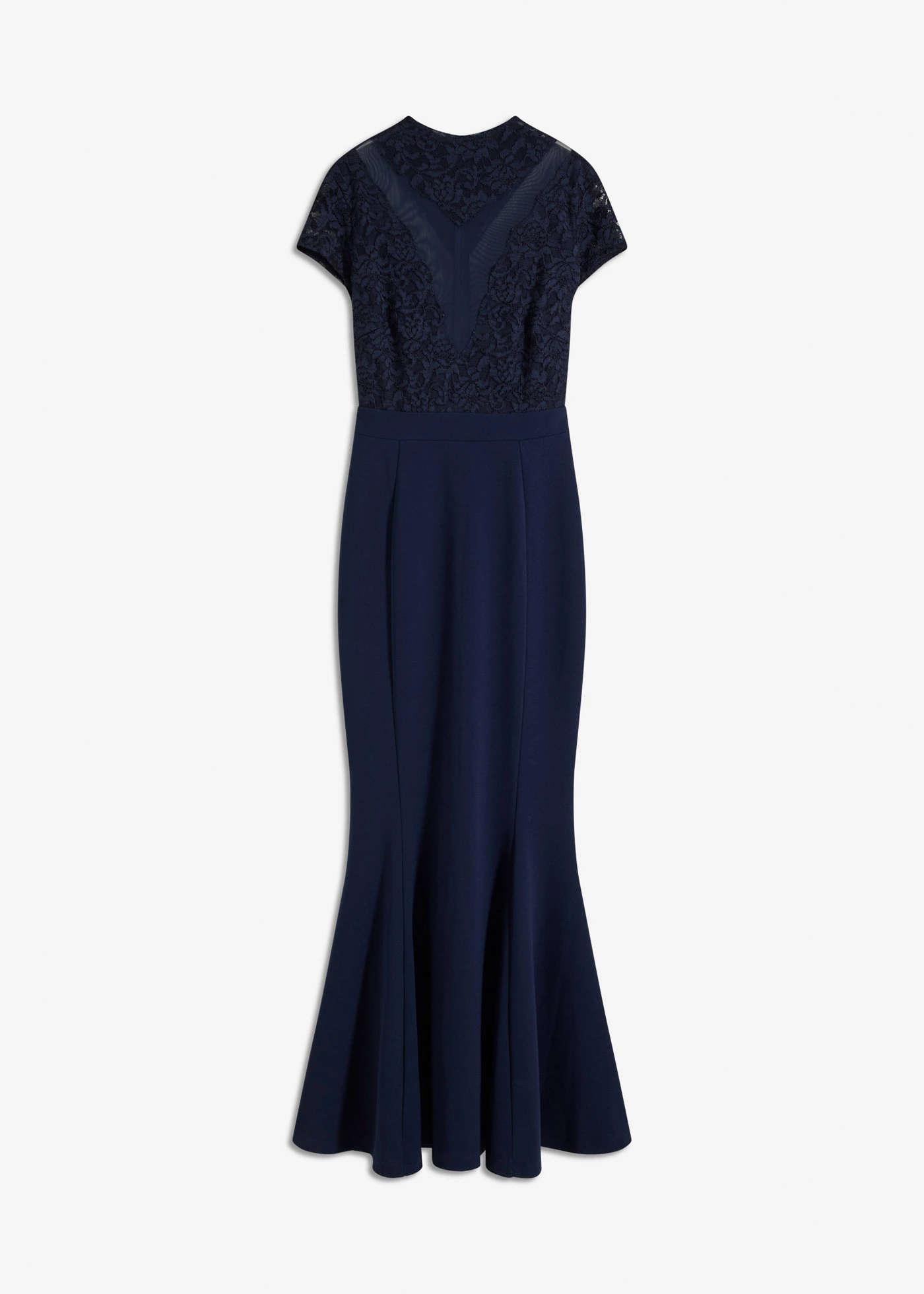 Maxi jurk met kant en mesh • donkerblauw • bonprix online shop