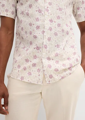 Gebloemd overhemd van katoen met korte mouwen • mat lavendel-wolwit gebloemd • bonprix online shop