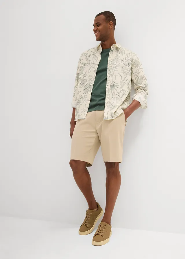 Chino bermuda met bandplooien, regular fit • sand • product-page.page-title-suffix
