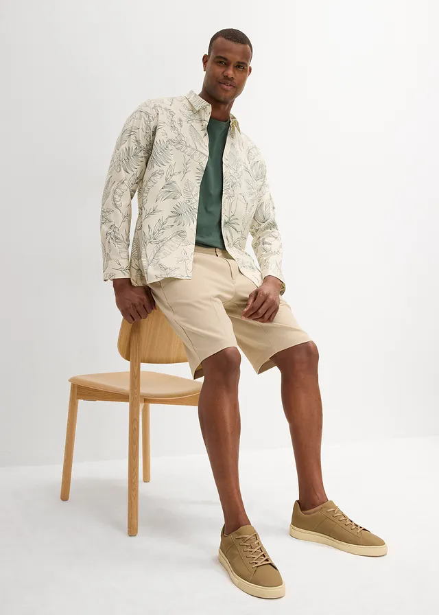 Chino bermuda met bandplooien, regular fit • sand • product-page.page-title-suffix
