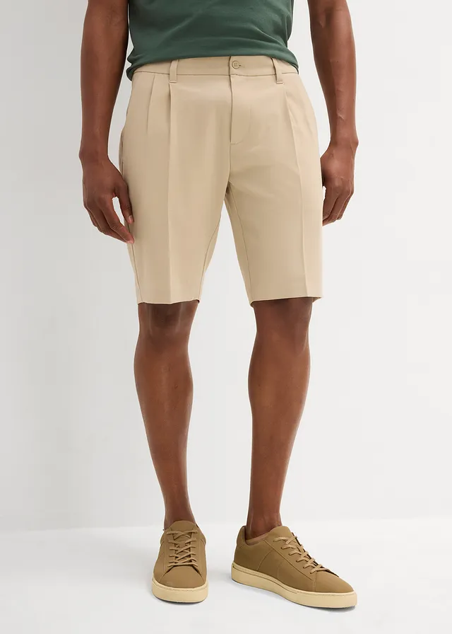 Chino bermuda met bandplooien, regular fit • sand • product-page.page-title-suffix