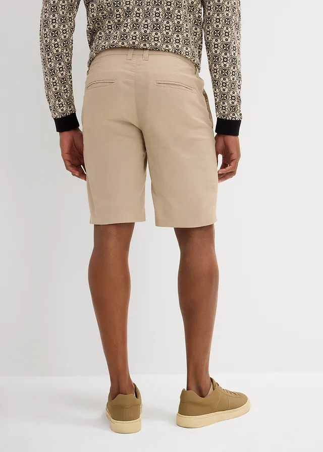 Bermuda chino en lin mélangé, Regular, Couleur: sable