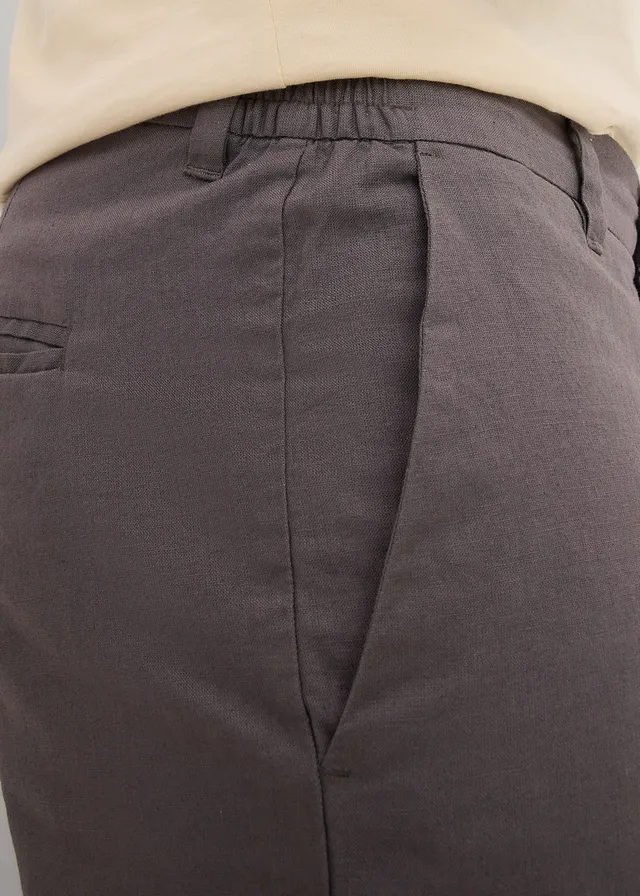 Chino bermuda regular fit met linnen • rookgrijs • product-page.page-title-suffix