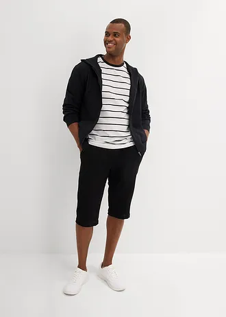 Dlouhé bermudy Loose Fit, ze vzdušného mušelínu, barva: černá