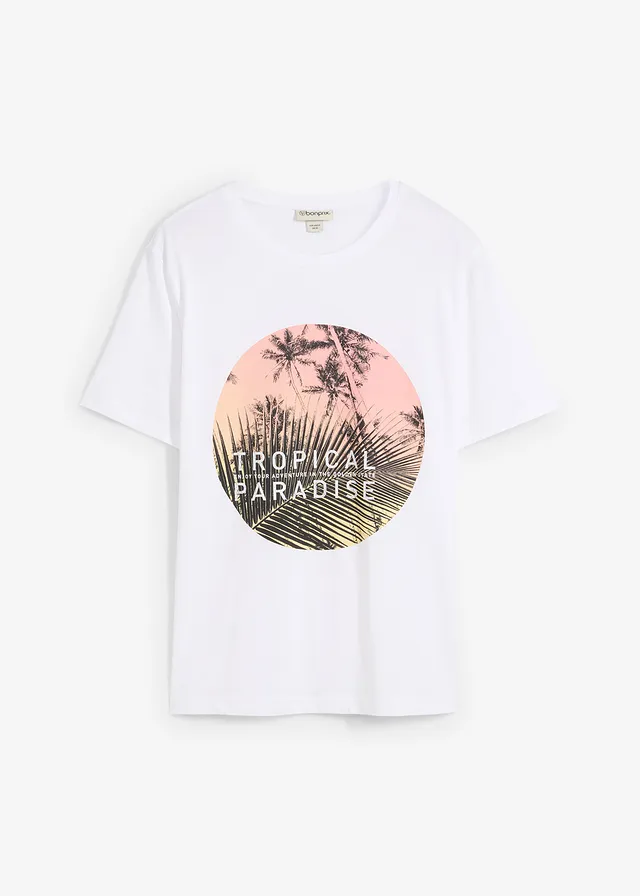 T-shirt van biologisch katoen • wit met print • bonprix online shop