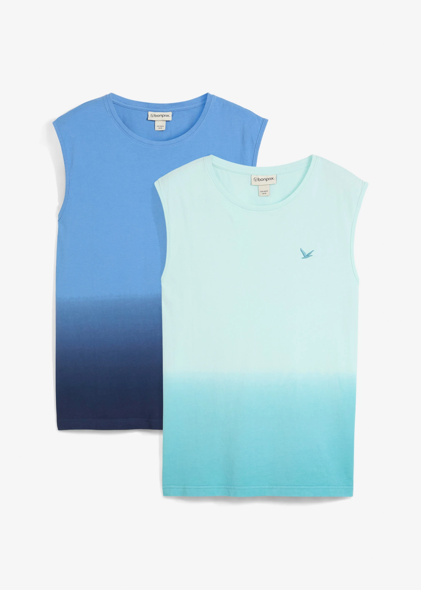 Tanktop van katoen (set van 2) • kristalblauw+pastelmint • bonprix online shop