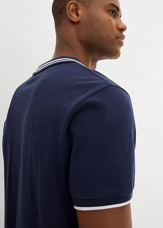 Triko polo z piké, s výstřihem do V • tmavě modrá • bonprix obchod